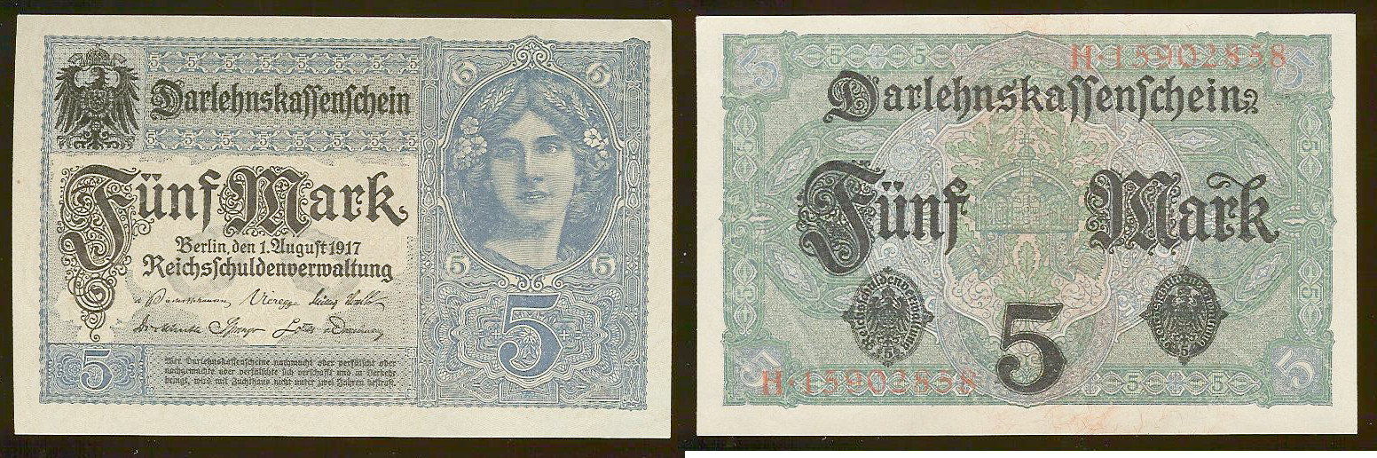 Germany 5 mark 1917 Unc